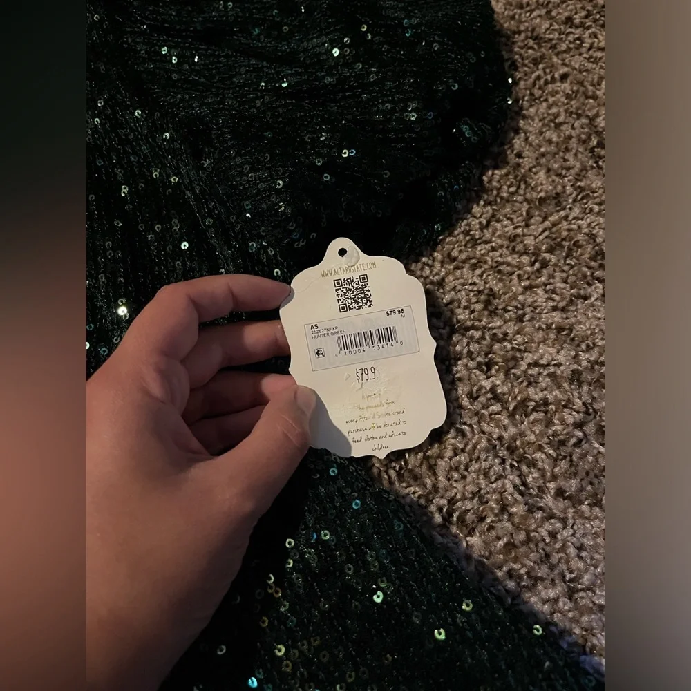 NWT Altar’d State Green Sequin Open Back Mini Dress - Picture 2 of 4